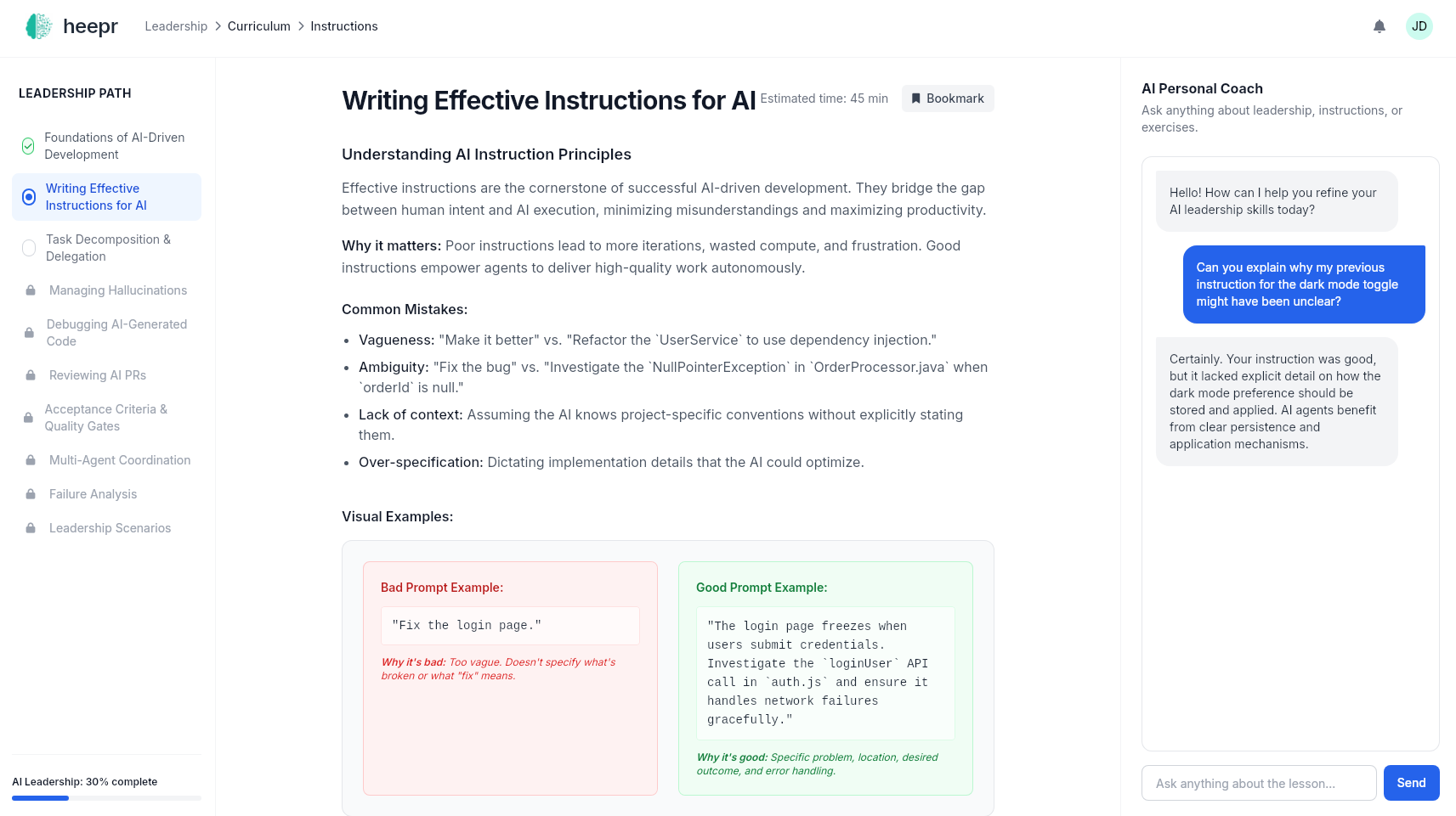 AI Team Management Interface